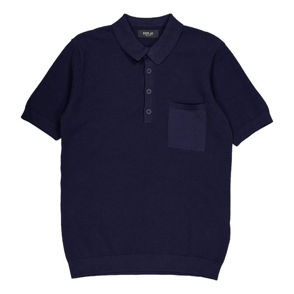 Knitted Polo Shirt Stone Blue