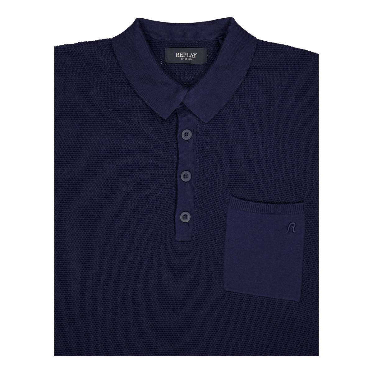 Knitted Polo Shirt Stone Blue