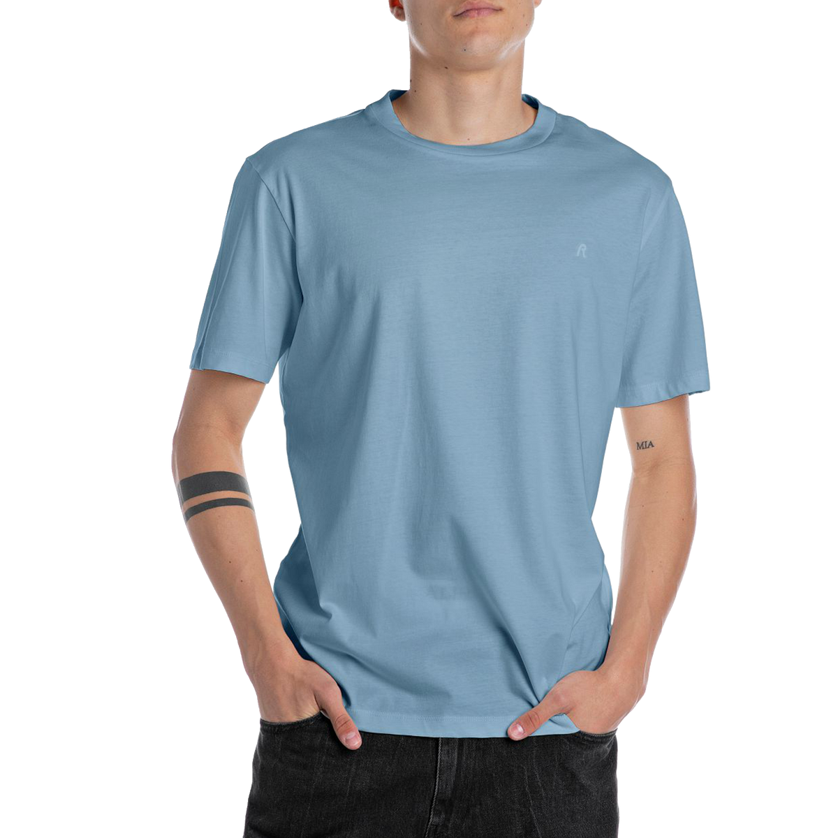 Replay Basic Logo Tee Grigio Medio