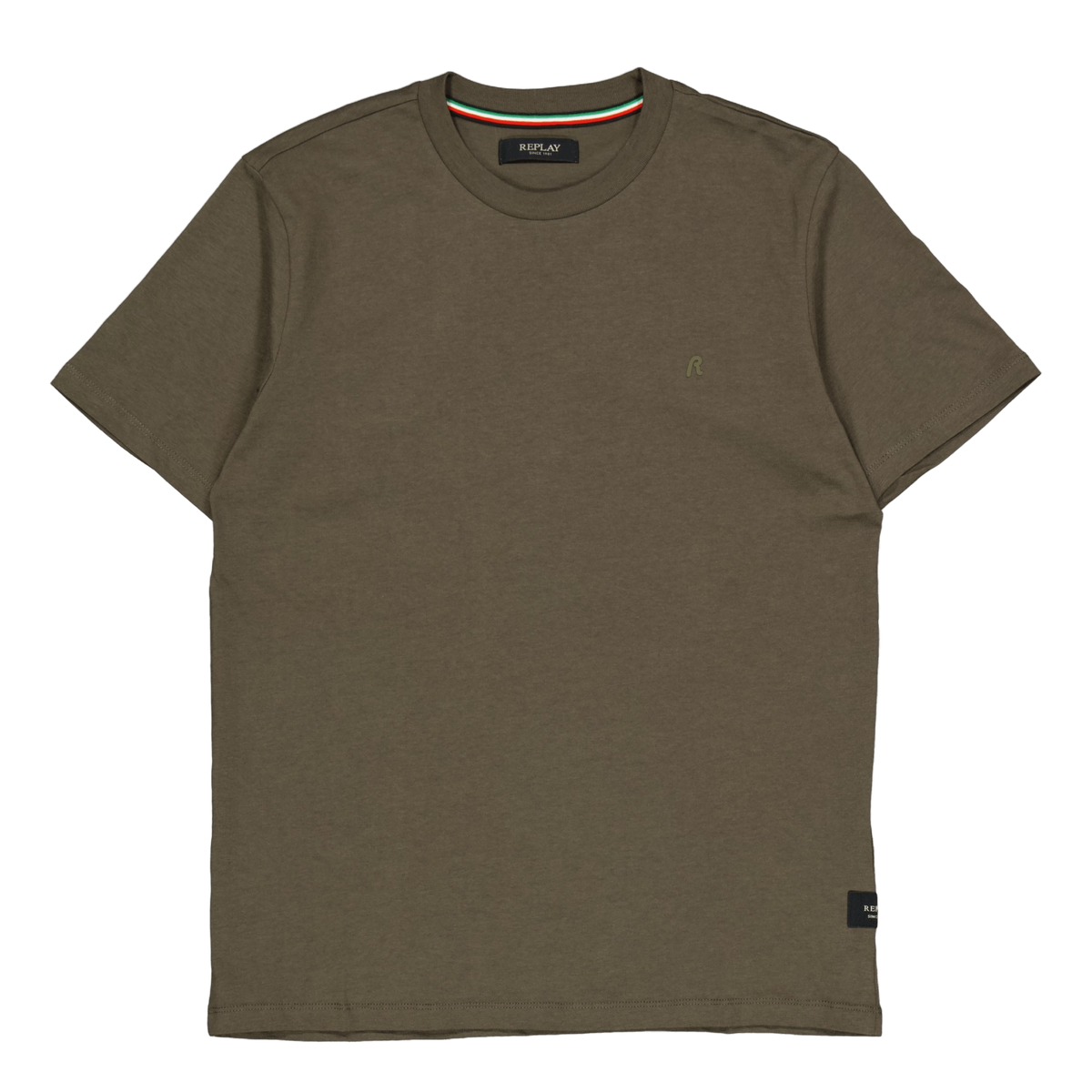 Replay Basic Logo Tee Mud Green