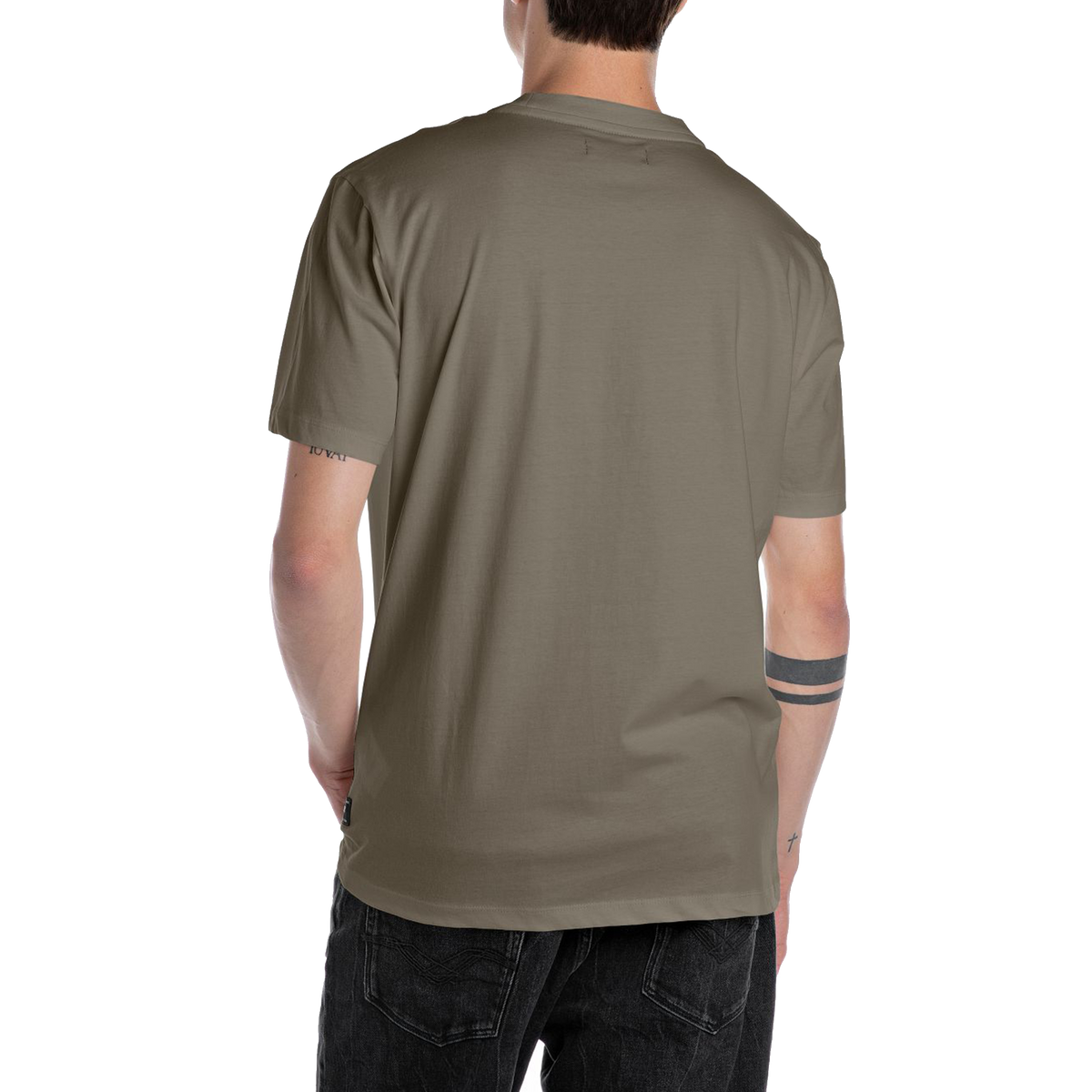 Replay Basic Logo Tee Mud Green