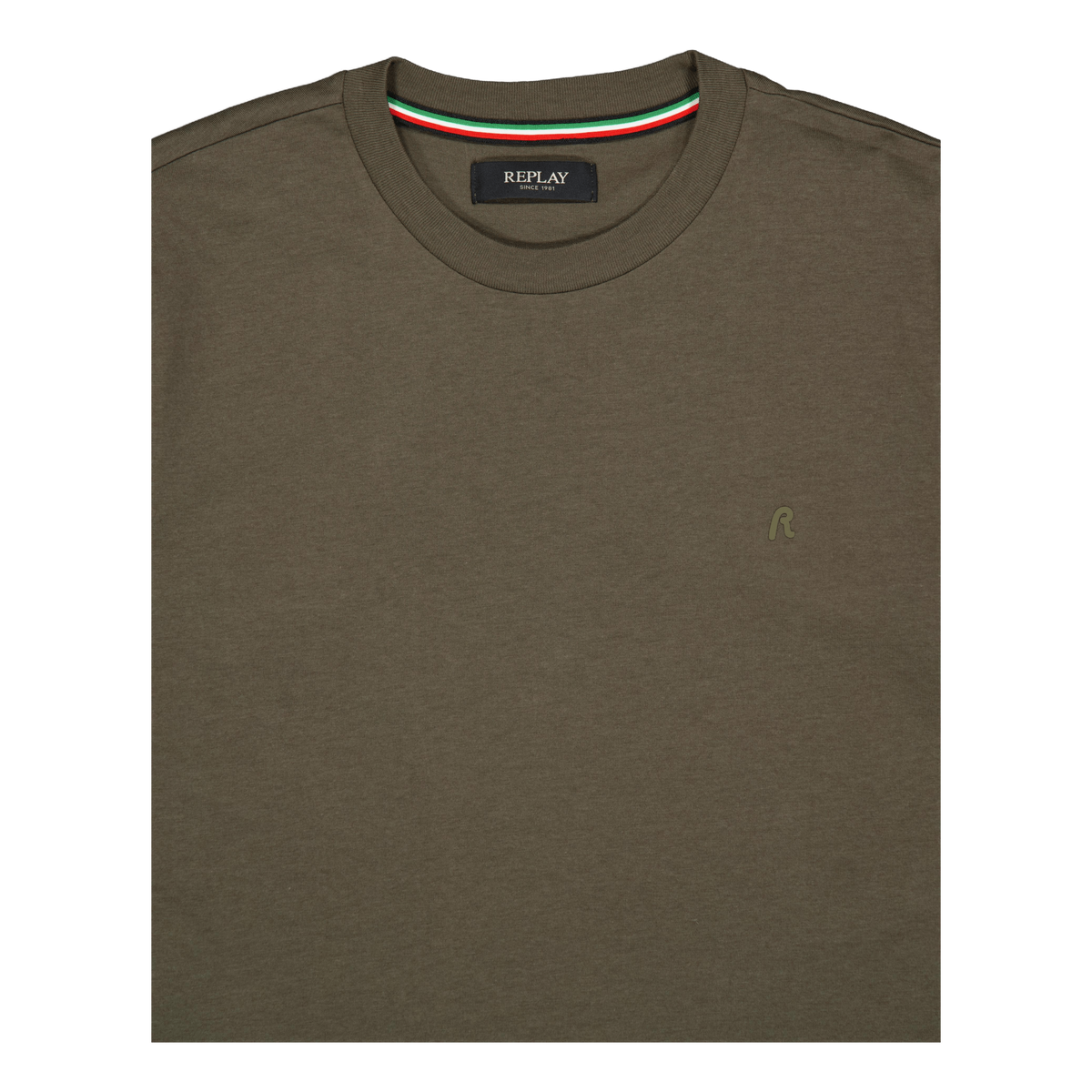 Replay Basic Logo Tee Mud Green