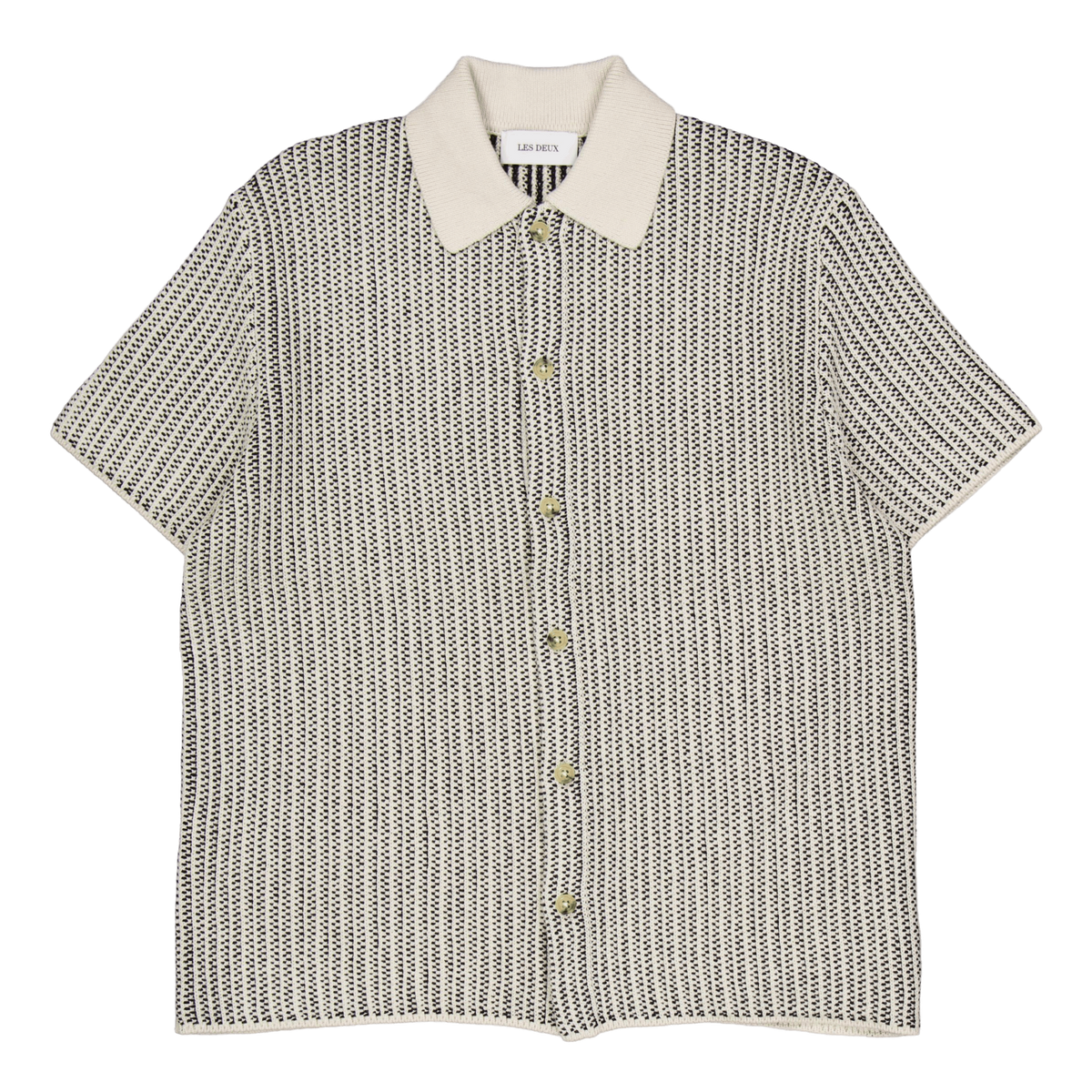 Easton Knitted Ss Shirt Ivory/black