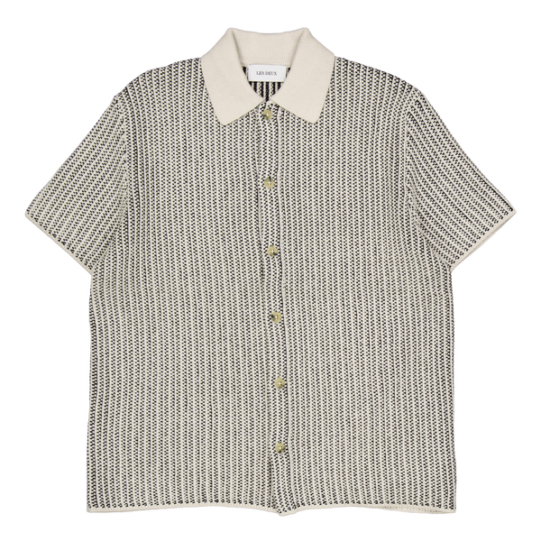 Easton Knitted Ss Shirt Ivory/black