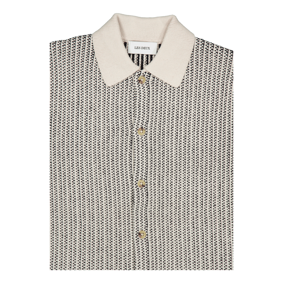 Easton Knitted Ss Shirt Ivory/black