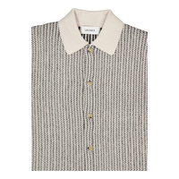 Easton Knitted Ss Shirt Ivory/black