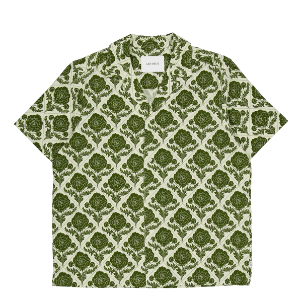 Lesley Flower Tile Aop Ss Shir Vintage Green/ivory