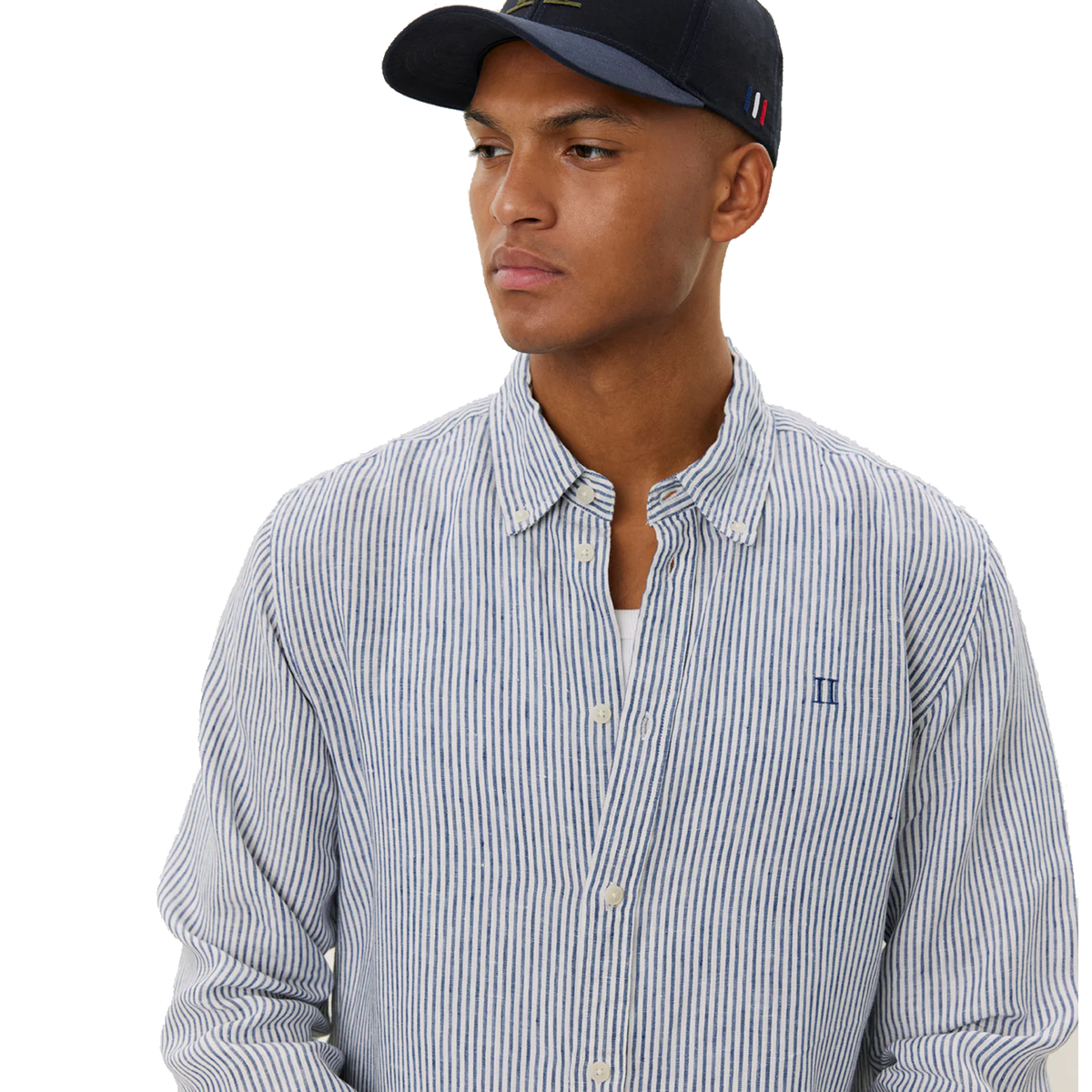 Kristian Linen B.d. Shirt Light Ivory/blueprint