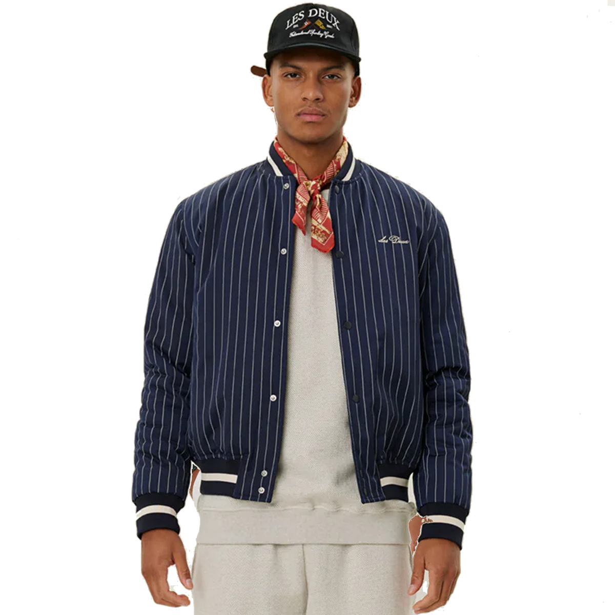 Les Deux Tech Varsity Jacket Dark Navy/ivory