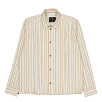 Shane Stripe Cotton Overshirt Ivory/lichen Green