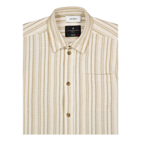 Shane Stripe Cotton Overshirt Ivory/lichen Green