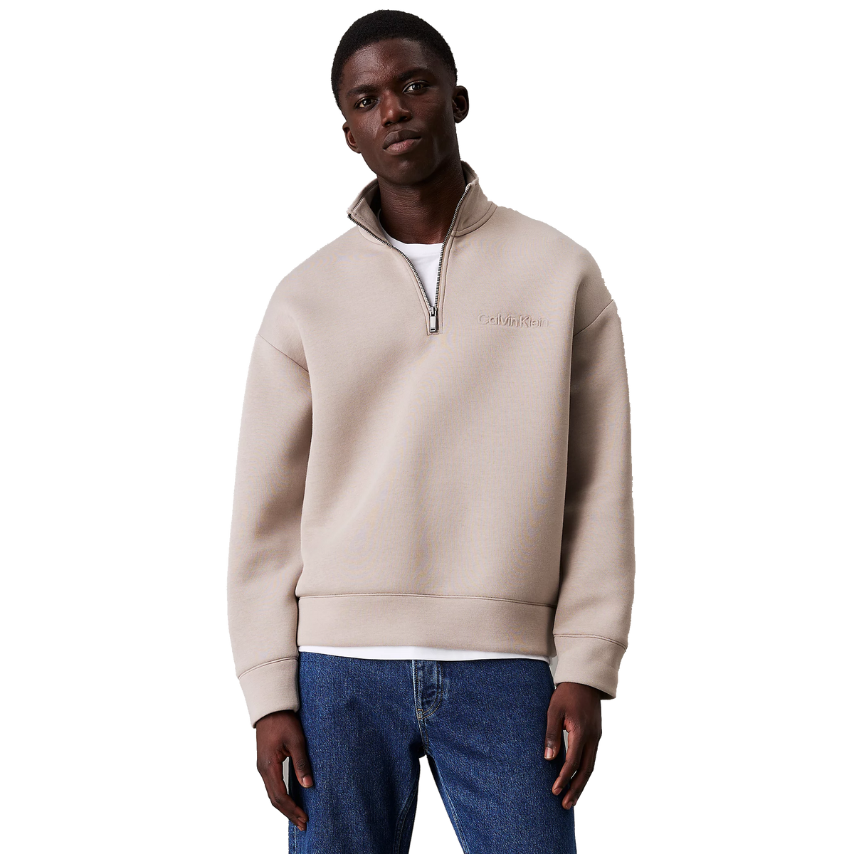 Calvin Klein Spacer Embossed Logo Q-zip Khaki