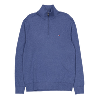 Essential Cotton Zip Mock Blue