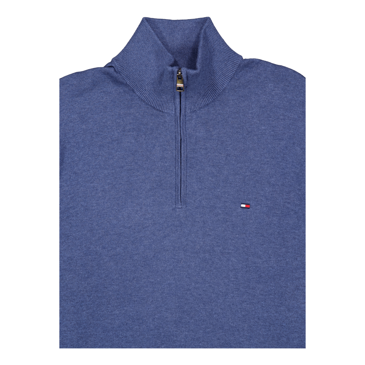 Essential Cotton Zip Mock Blue