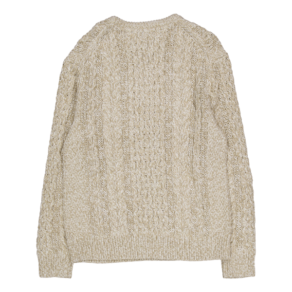 Mouline Aran Cable Crew Neck White