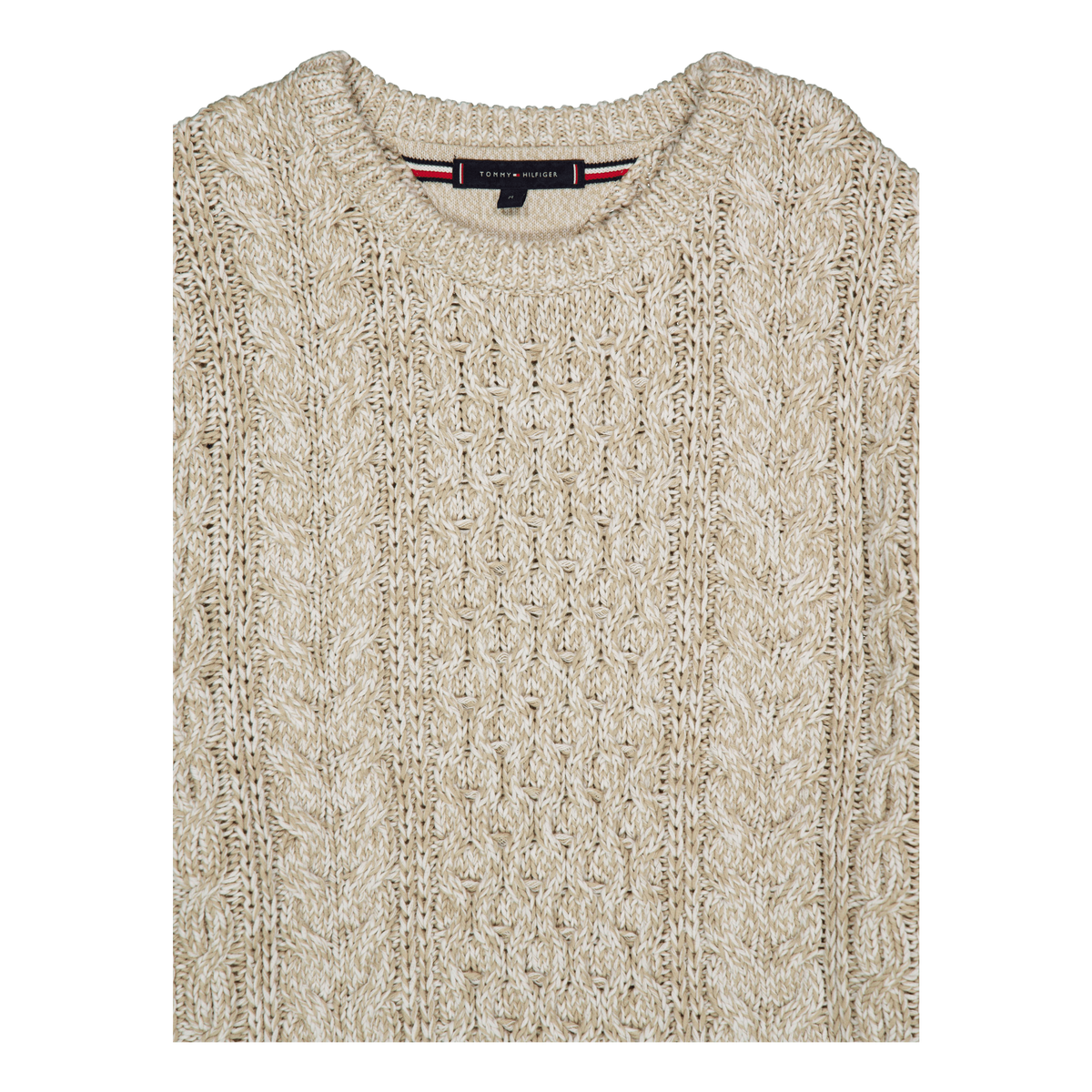 Mouline Aran Cable Crew Neck White