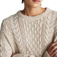 Mouline Aran Cable Crew Neck White