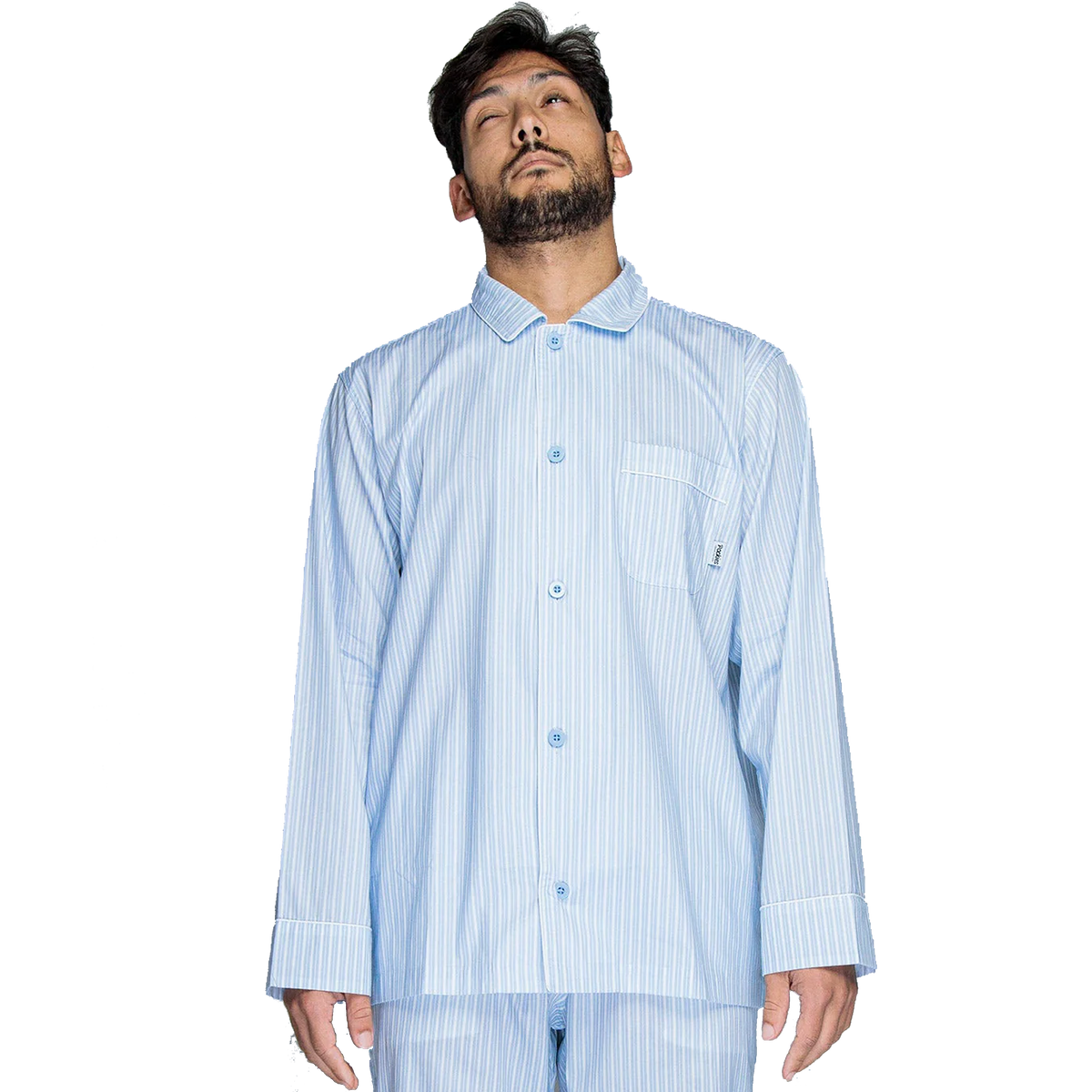 Ice Blue Striped Pyjama Shirt Blue