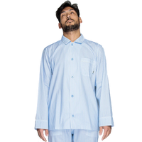 Ice Blue Striped Pyjama Shirt Blue