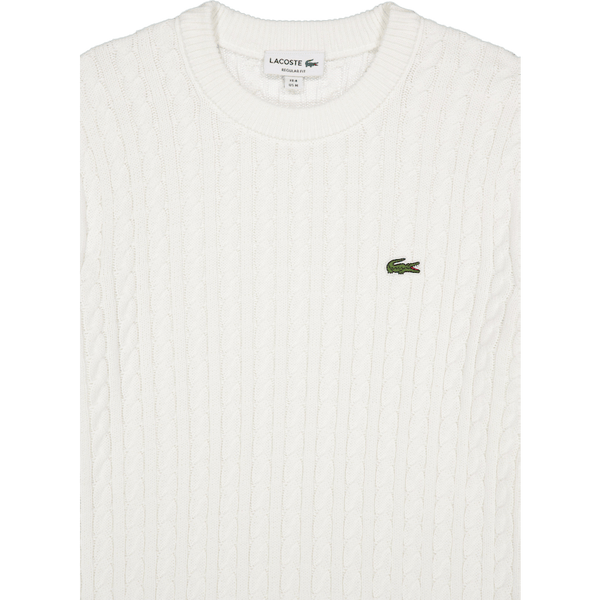 Cable Knit Cotton Sweater FLOUR/GREEN