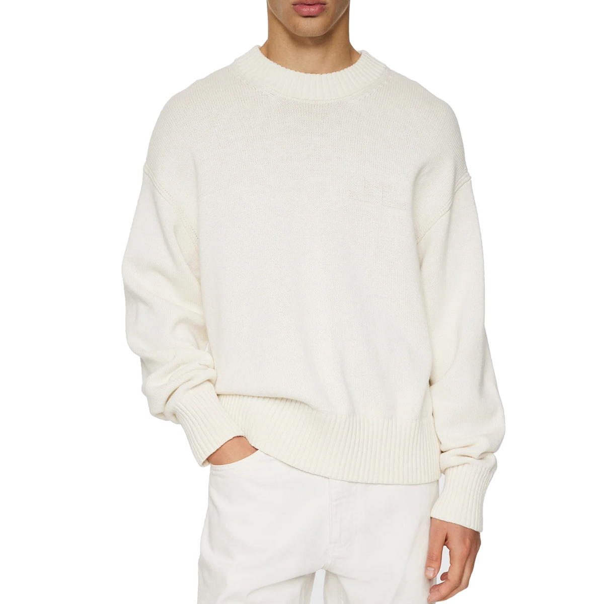 Eddy Cotton Wool Crew Neck White