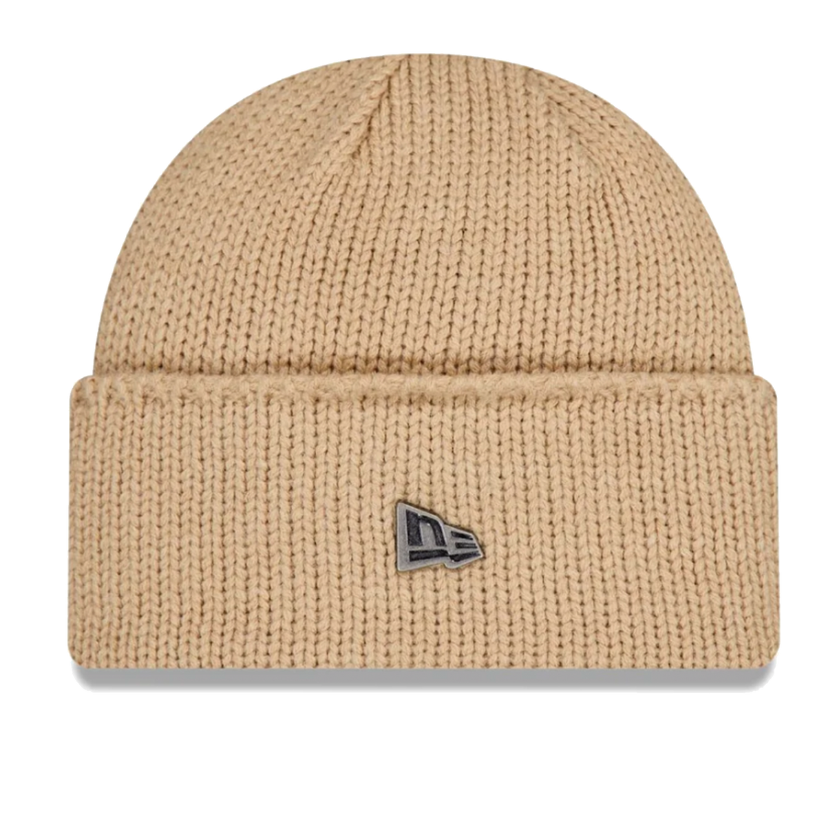 Beige Wide Cuff Knit Beanie