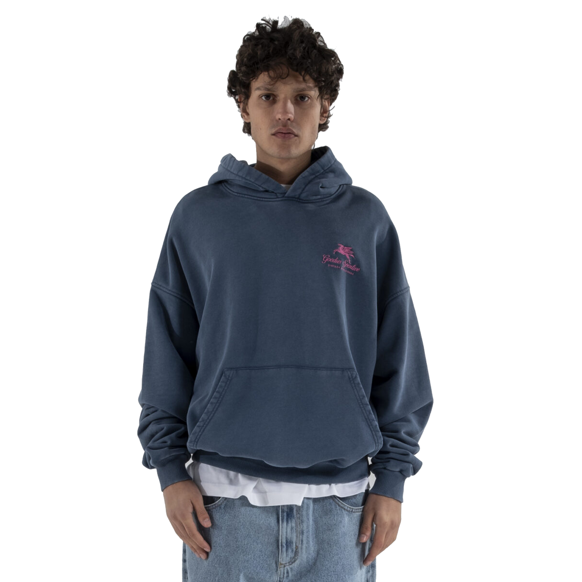 550g  Washed Premium Hoodie Blue/pink