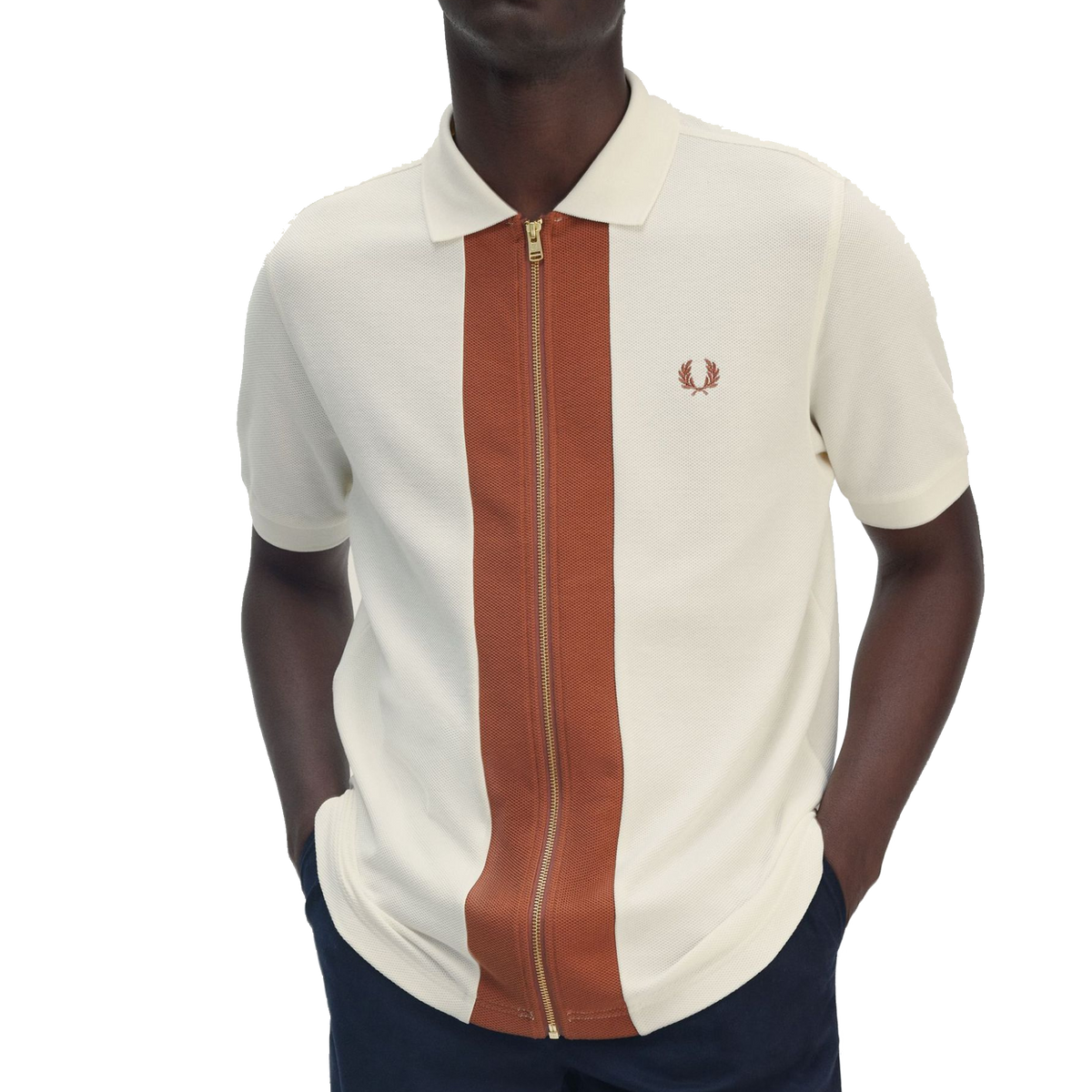 Zip Polo Shirt Light Ecru