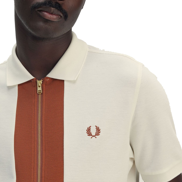 Zip Polo Shirt Light Ecru