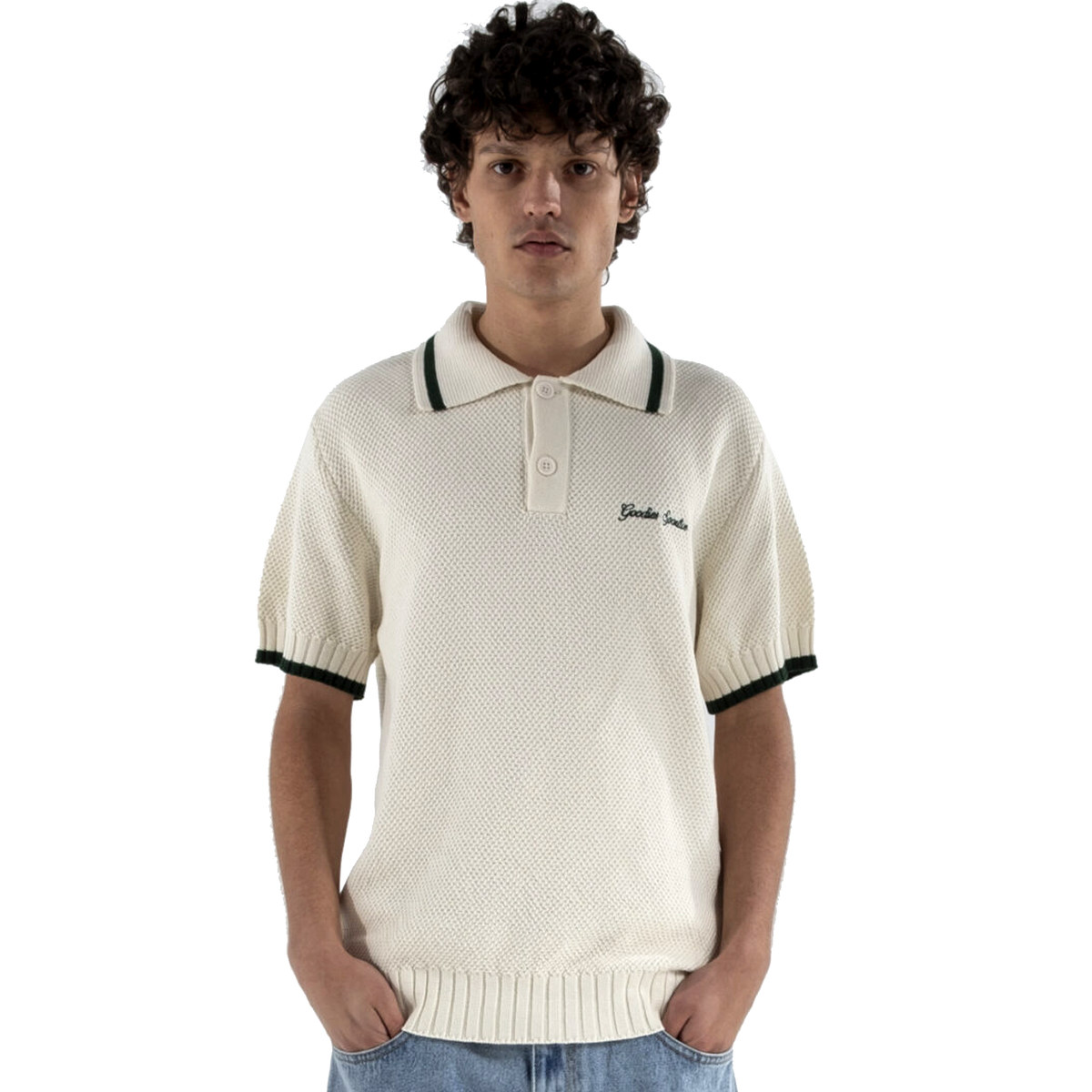 Contrast Polo Ecru/green