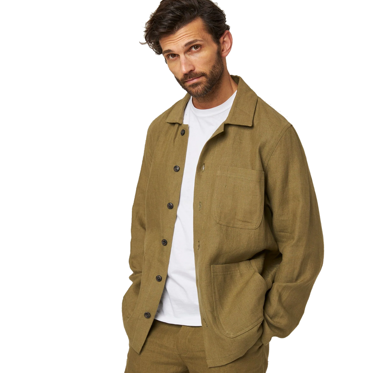 Grange Linen Shacket Khaki