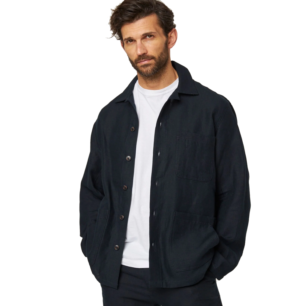 Grange Linen Shacket Navy from Peregrine – Stayhard.com