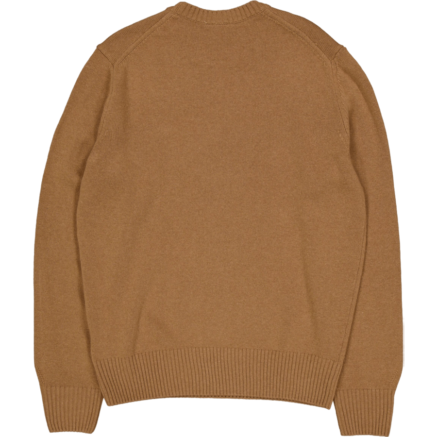 Carded Wool Crew Neck Sweater White Tuy