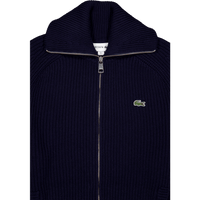 Carded Wool High Neck Zipped S Navy Blue