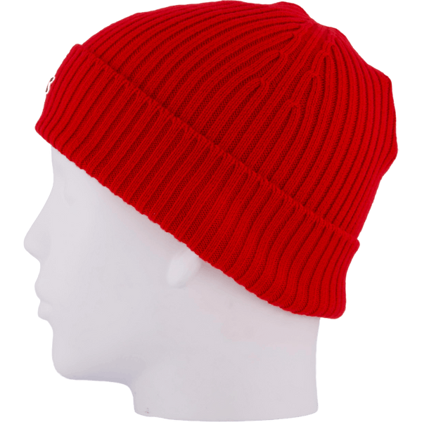 Rib Knit Brushed Wool Beanie Red