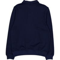 Ribbed Cotton Polo Collar Swea Navy Blue