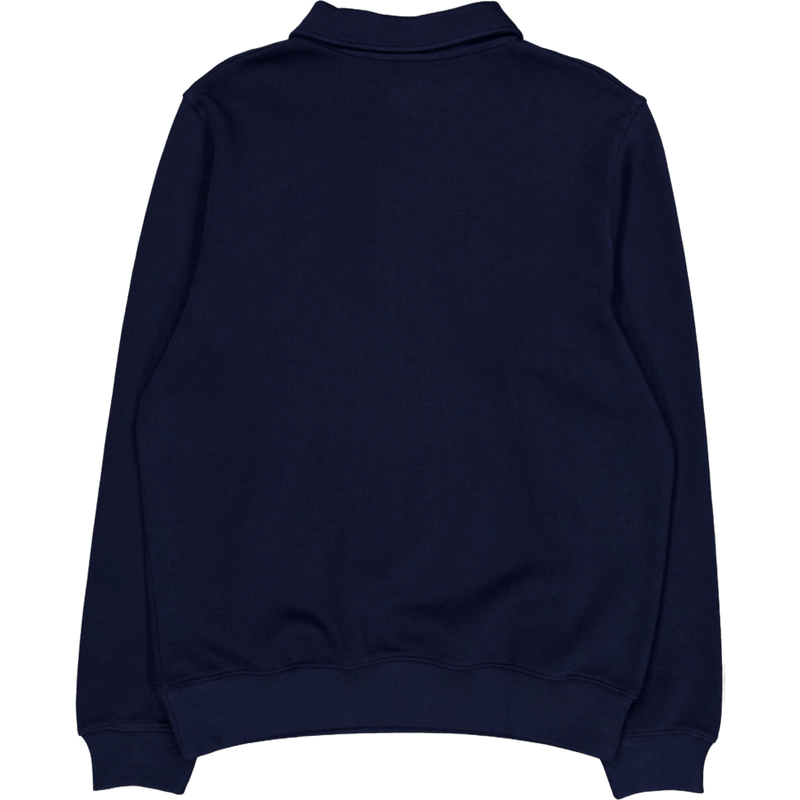 Ribbed Cotton Polo Collar Swea Navy Blue