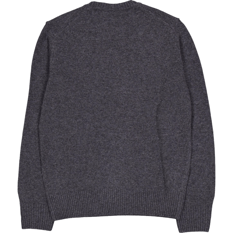 Carded Wool Crew Neck Sweater Heathered Grey