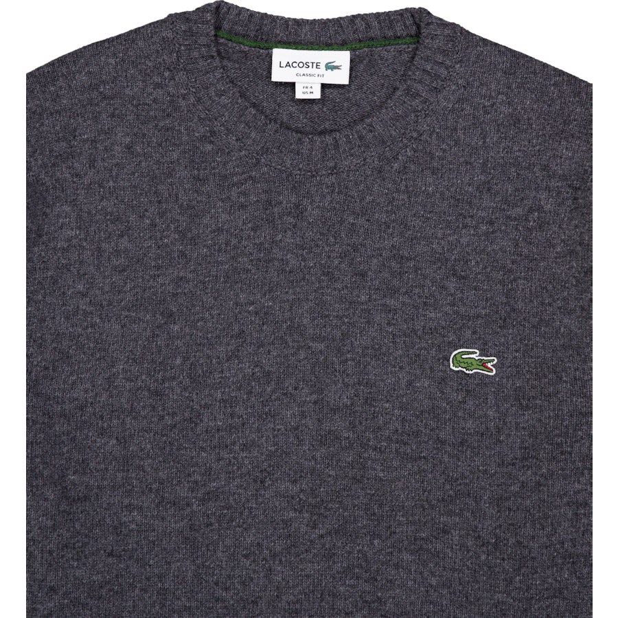 Carded Wool Crew Neck Sweater Heathered Grey