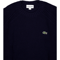 Thick Carded Wool Crew Neck Sw Navy Blue