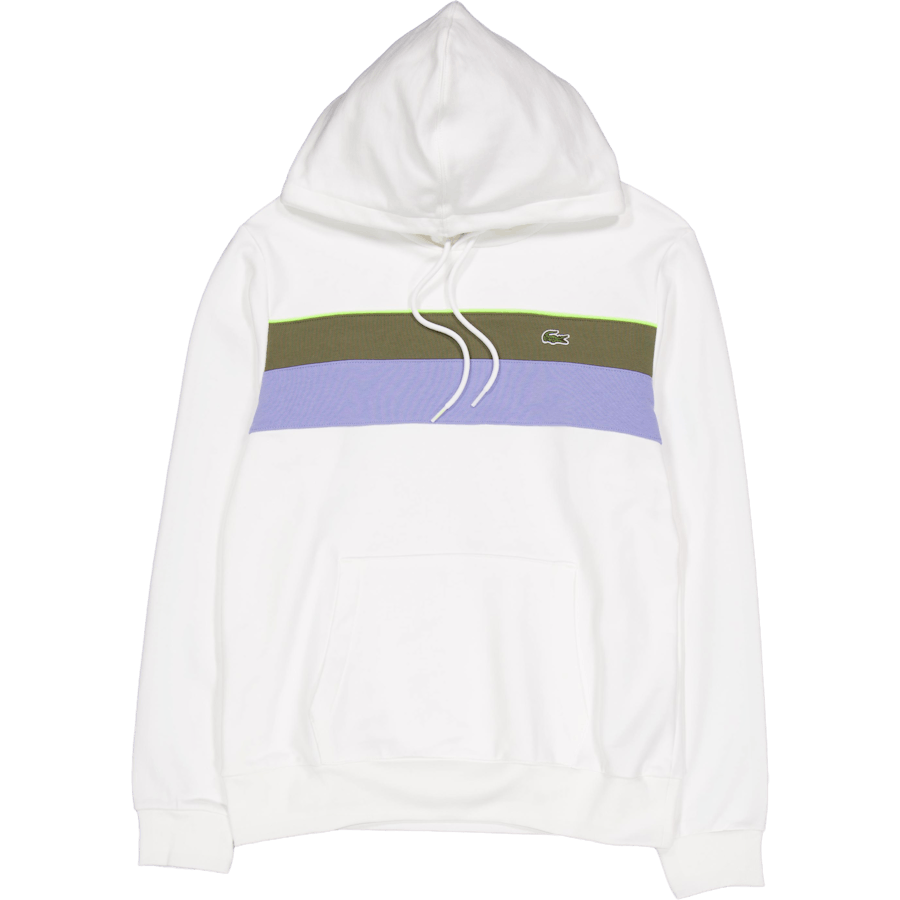 Colour-block Fleece Hoodie Flour/olive-delphinium