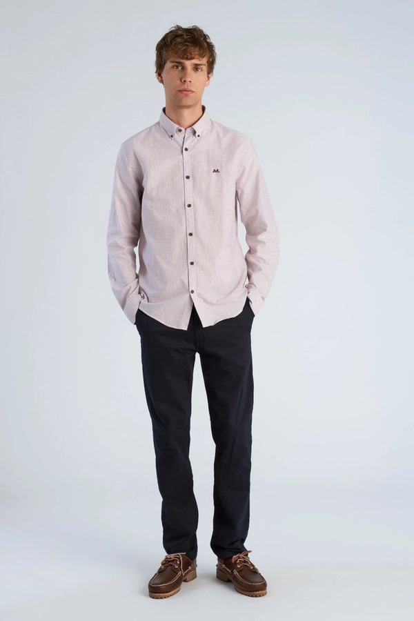 Oxford Shirt L/s Burg/stripe