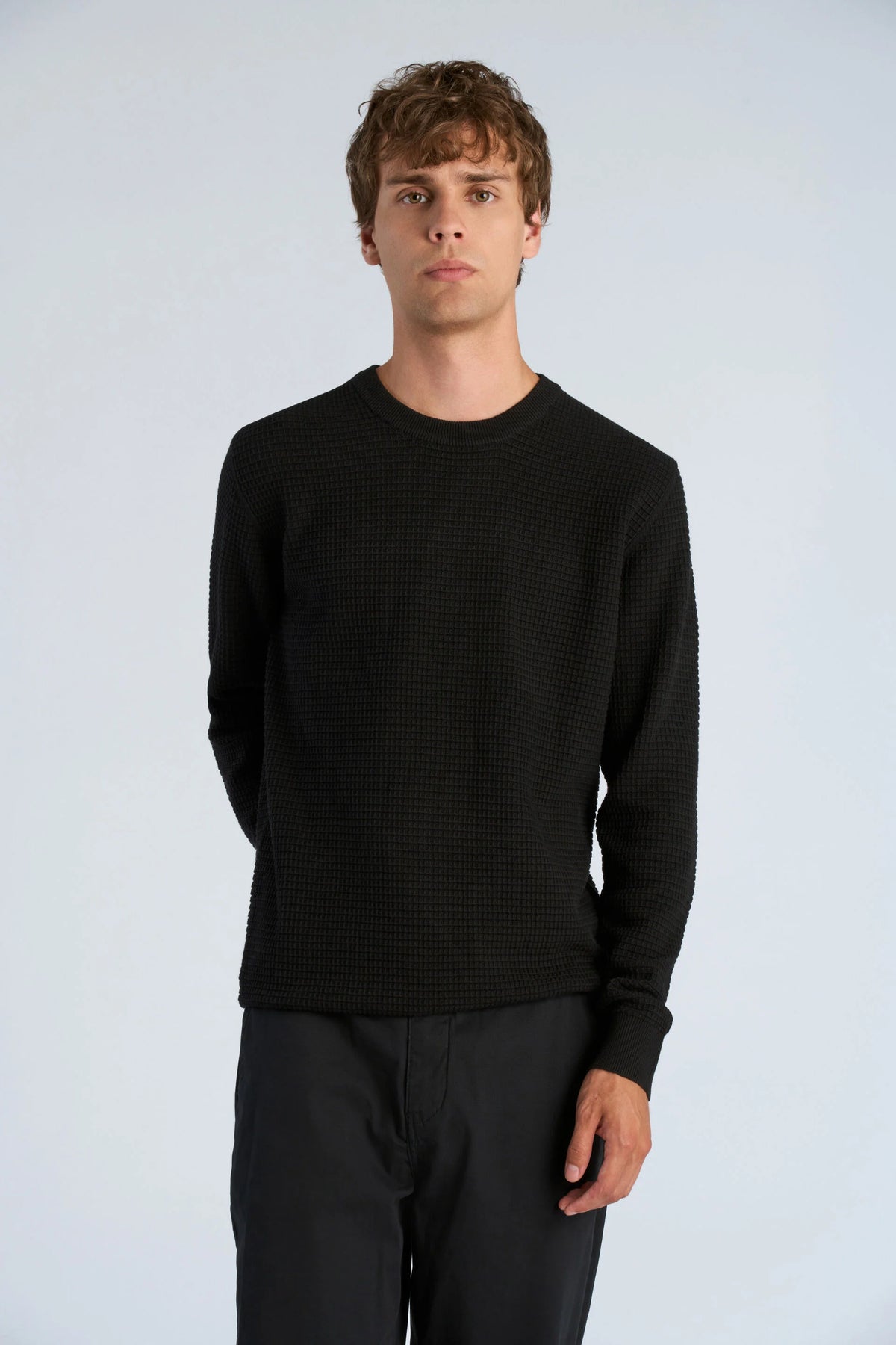 Structure O-neck Knit L/s Blk
