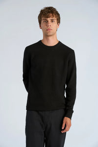 Structure O-neck Knit L/s Blk