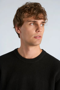 Structure O-neck Knit L/s Blk