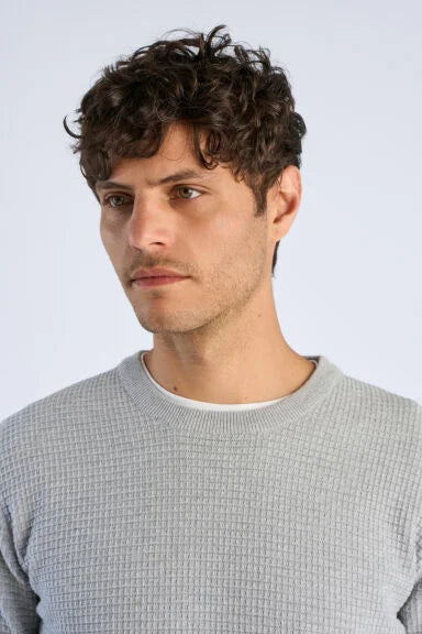 Structure O-neck Knit L/s Gry