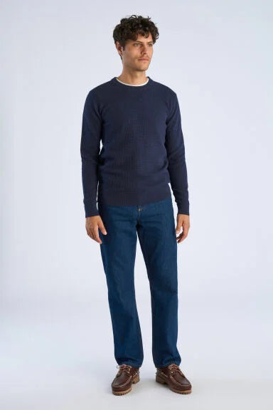 Structure O-neck Knit L/s Nvy