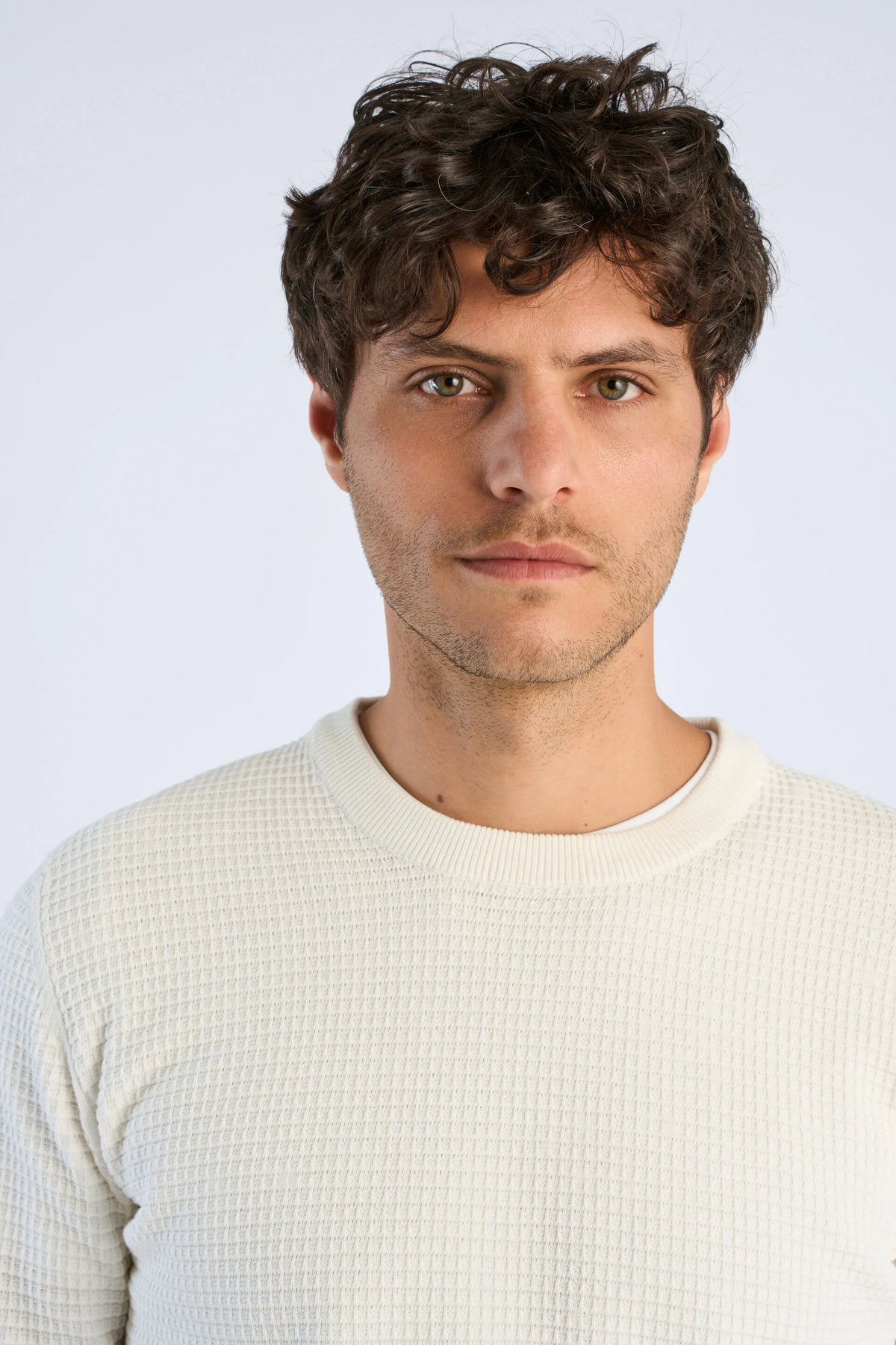 Structure O-neck Knit L/s Whi