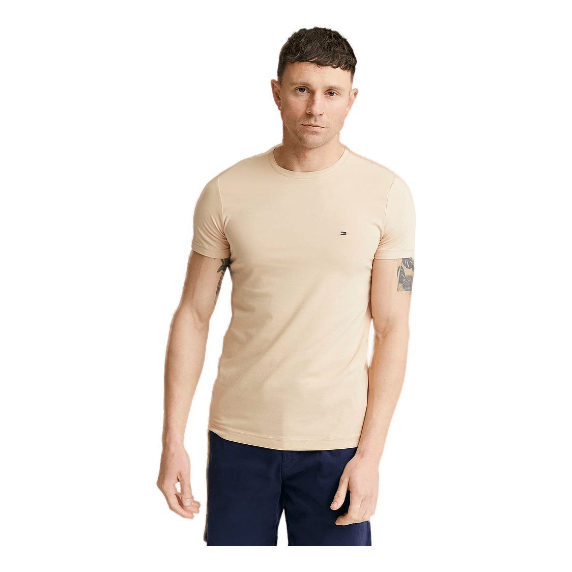 Tommy Hilfiger Stretch Slim Fit Tee Ab3 - Clayed Pebble