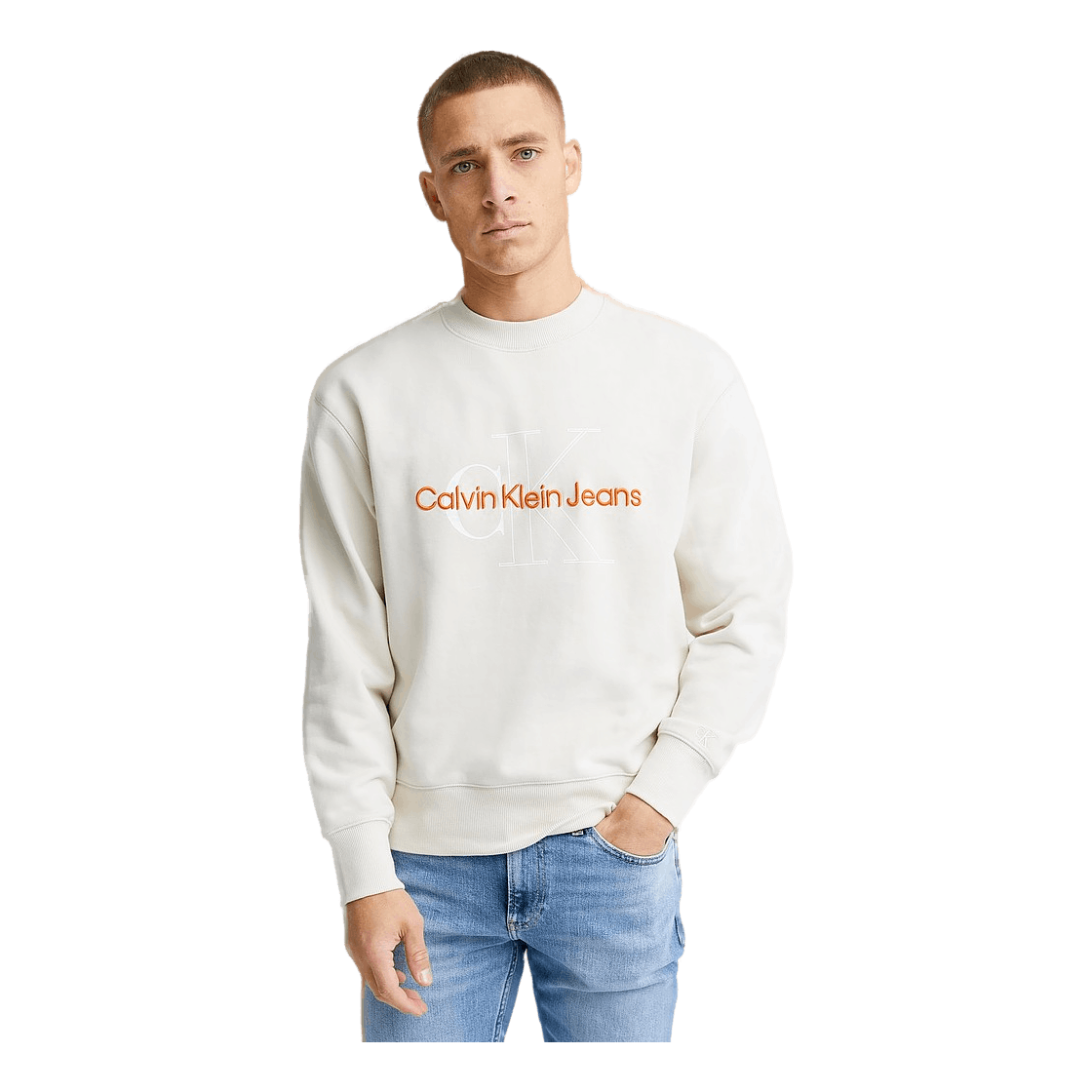 Calvin Klein Two Tone Monogram Crew Neck Acf